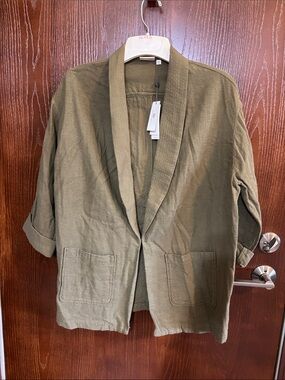 AG Adriano Goldschmied Olive Open-Front Blazer